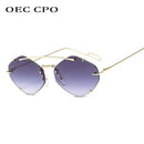 OEC CPO Ladies Rimless Polygon Sunglasses Women Brand Designer Trendy Gradient Sunglasses Female Candy Glasses UV400 O225