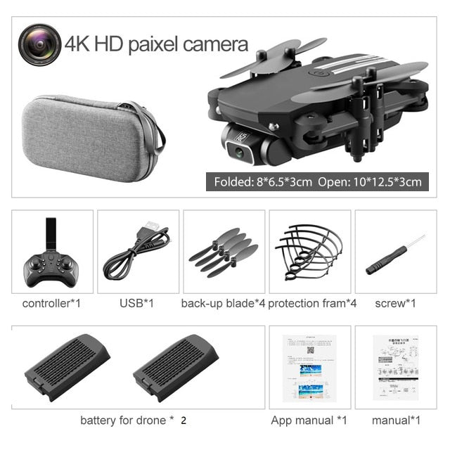 Mini RC Drone 4K HD Cámara Quadcopter WiFi Fpv presión de aire altitud mantener negro y plegable Control móvil Dron juguetes 2021