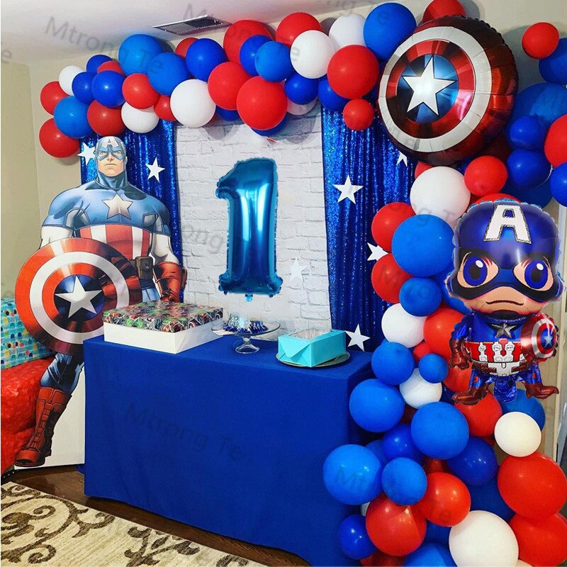 1Set Superheld Ballon Captain America Geburtstagsfeier Dekorationen Babyparty Dekor Kinder Party Cartoon Charakter Ballon Globos