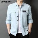 COODRONY marca primavera otoño ropa de calle de alta calidad estilo de moda bolsillo grande 100% algodón camisa de manga larga hombres ropa C6112