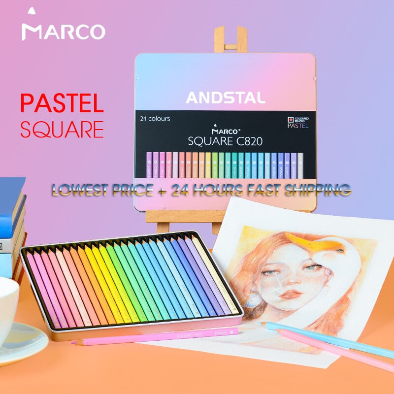 Andstal Marco 12/24/48 Colors SQUARE BODY Color Pencils Pastel/Classic oil/water Color Pencil Professional Colored Pencils