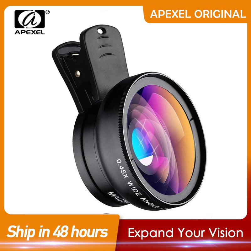 APEXEL 2 in 1 HD Camera Lens 0.45x Super Wide Angle&amp;12.5x Macro Mobile Lens phone lens For iPhone 11 all Smartphones Accessories