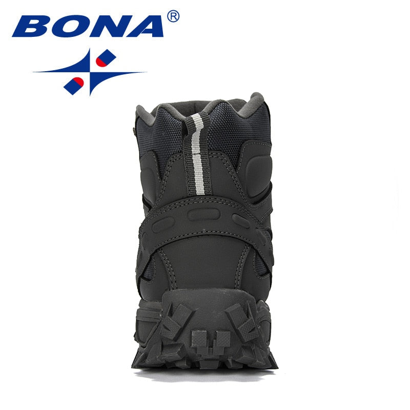 BONA New Designers Action Leather Shoes Climbing &amp; Fishing Shoes Men Outdoor Shoes Man High Top Winter Boots Plush Comfy