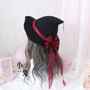 High Quality Lolita Halloween Lolita ROSE Large Bow Halloween Witch Cap Witch Hat Mo Nv Mao