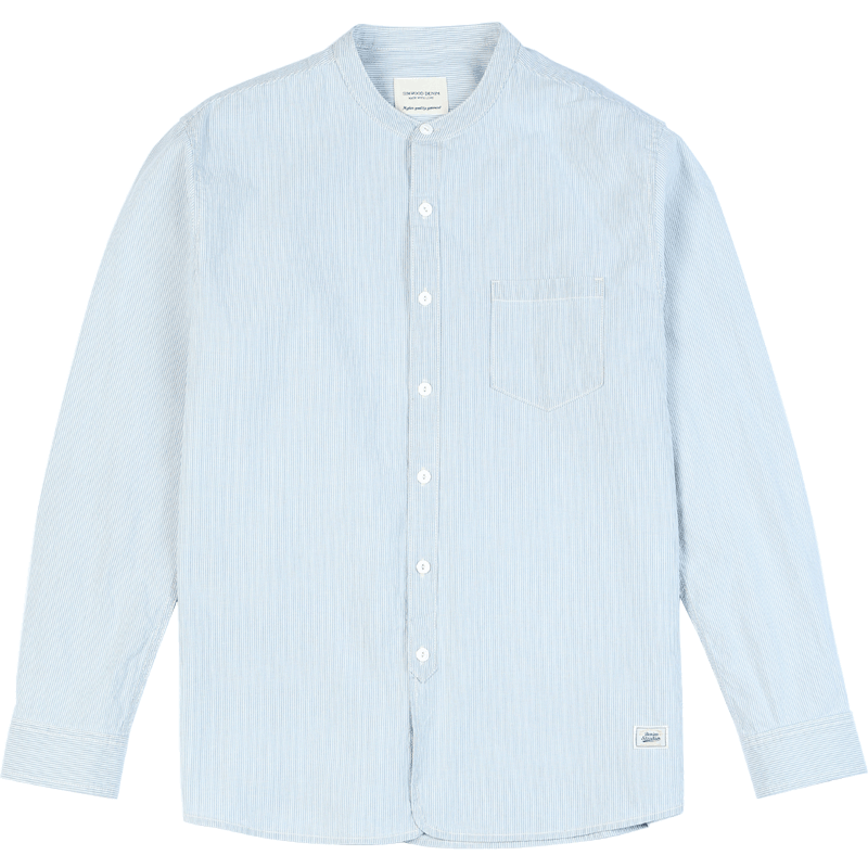 SIMWOOD 2022 primavera verano nuevas camisas de cuello mandarín para hombres 100% algodón Vertical rayas textura camisas casuales SK130126
