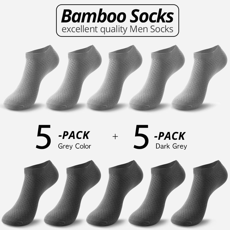 10 Paar Bambusfaser Herren Socken Short Ankle Business Schwarz Männlich Meias Socken Sommer Atmungsaktiv Herren Kleid Schuhe Kleidung Größe 38-44