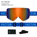 OTG Ski Goggles Snowboard Mask For Men Women Skiing Eyewear UV400 Snow Protection Over Glasses Adult Double Anti-Fog Cylindrical