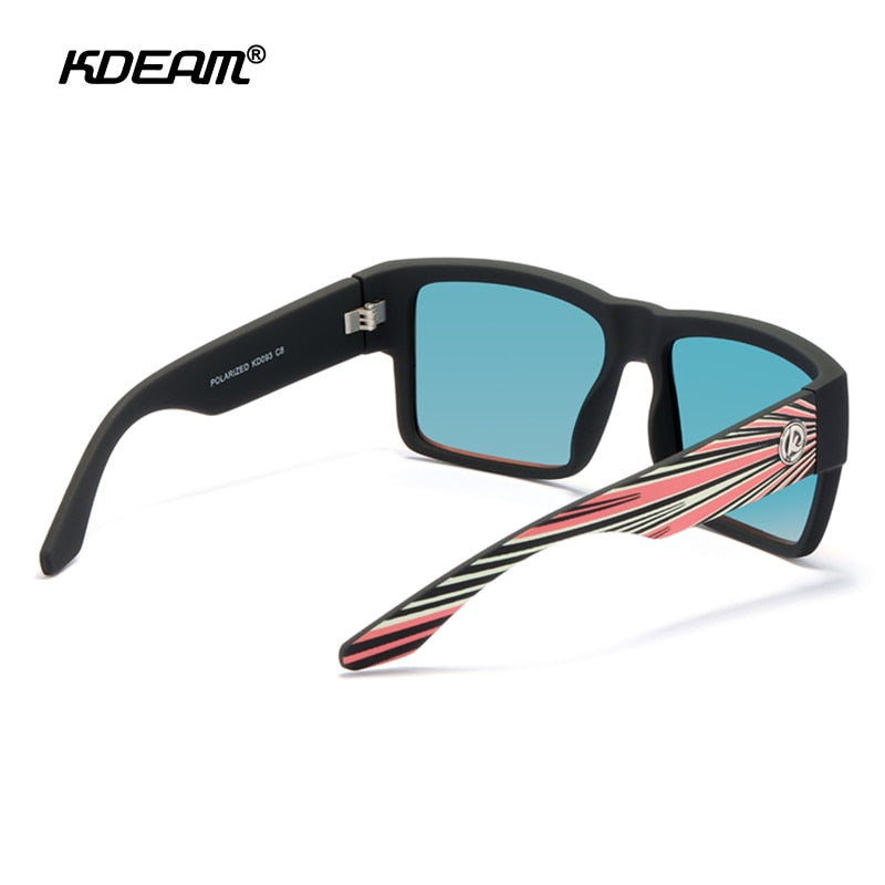 KDEAM Square Polarized Sunglasses Men Soft Matte Frame Tank Hinge Sun Glasses Driving Exclusive Design oculos de sol