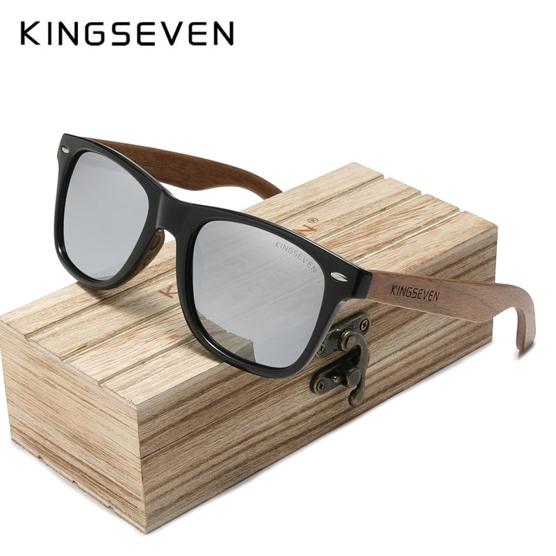 KINGSEVEN New Black Walnut Sunglasses Wood Polarized Sunglasses Men&