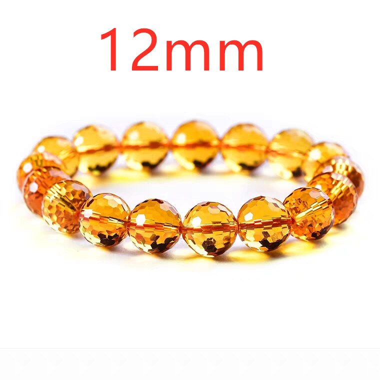 Genuine Natural Yellow Citrine Clear Round Beads Bracelet Women Men Crystal Gemstone Wealthy 8mm 10mm 12mm Gift AAAAA