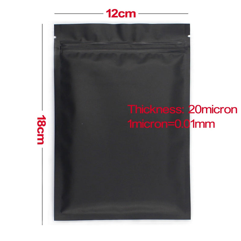 50pcs Matte Black White Heat Sealable Plastic Flat Mouth Ziplock Packaging Bag Smell Proof Aluminum Foil Mylar Ziplock Bags