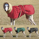Ropa cálida de invierno para perros, chaqueta impermeable gruesa para perros, abrigo para perros rojo y negro con orificio para correa para perros medianos y grandes, galgo
