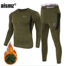Aismz Thermal Underwear Sets Men Quick Drying Anti-microbial Stretch Thermo Compression Fleece Sweat Fitness Warm Long Johns