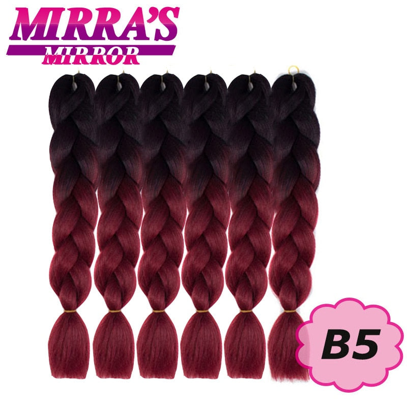 24 Zoll Jumbo Braids Synthetisches Haar für Box Braid Ombre Braiding Hair Extensions Three Tone Schwarz Braun Blau Pink Mirra's Mirror