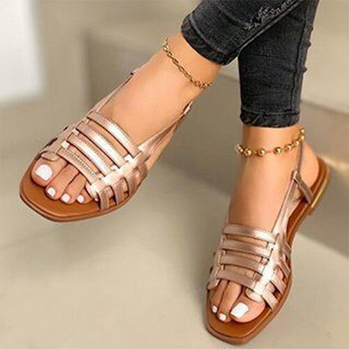 2022 Women Sandals Woman Gladiator Open Toe Casual Beach Shoes Female Hollow Out Flats Women&