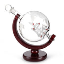 Whiskey Decanter Globe Wine Aerator Glass Set Sailboat Skull Inside Crystal with Fine Wood Stand Liquor Decanter for Vodka