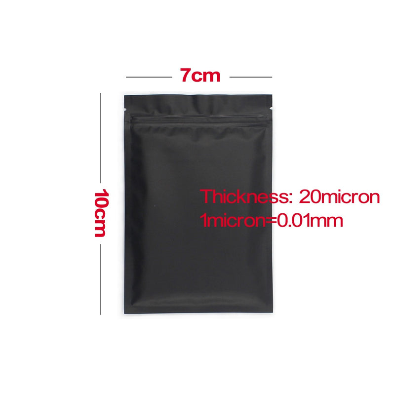 50pcs Matte Black White Heat Sealable Plastic Flat Mouth Ziplock Packaging Bag Smell Proof Aluminum Foil Mylar Ziplock Bags