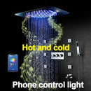 Sistemas de ducha LED con música Bluetooth, juego de ducha de lluvia, grifo de baño de cascada, mezclador termostático oculto, cabezal de ducha cromado