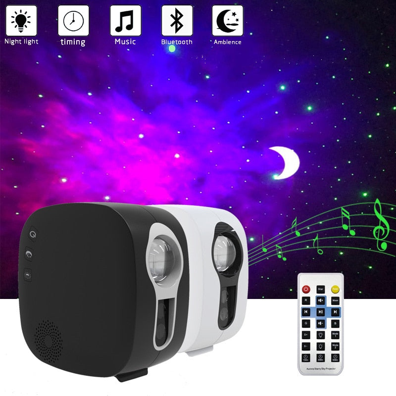 Bluetooth starry sky Projector LED Night Light Projector Galax Nebula Ocean Music Speaker Control Star Projector Moon Night Lamp