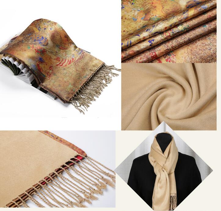 Silk digital printed  double-sided brushed shawl