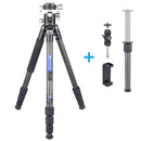 Carbon Fiber Tripod for Camera Professional Lightweight Compact Tripod for Travel Camera Stand with Low Gravity Center Ball head