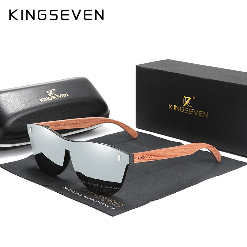 KINGSEVEN Women's Glasses Natural Bubinga Wooden Sunglasses Men Polarized Fashion Sun Glasses Original Wood Oculos de sol