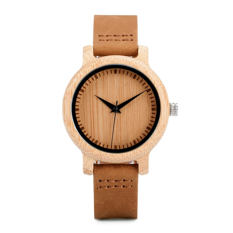 BOBO BIRD Ladies Casual Relojes de cuarzo Reloj de pulsera de bambú natural Top Brand Reloj único para pareja en caja de regalo