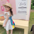 Humor Bear  Summer New  Sleeveless Cute Girl Dress Toddler Kid Princess Party Dress Print Back Bow Baby Kids Clothes