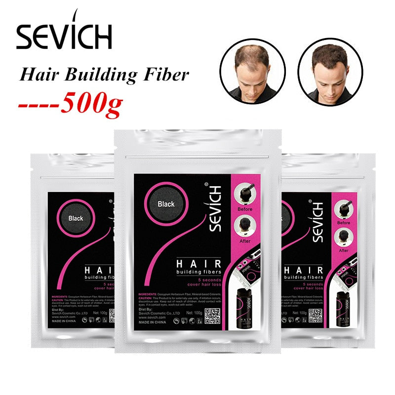 Sevich 500 g Haaraufbaufaser Refill Haarverdünnung Verdickung Haarwuchsfaser Keratinfaser für Haar Anti-Haarausfall-Produkte