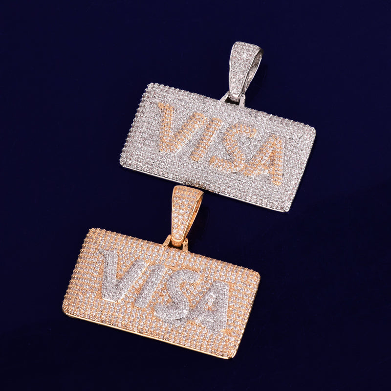 Visa Card Shape Anhänger Kubikzircon Herren Hip Hop Halskette Schmuck