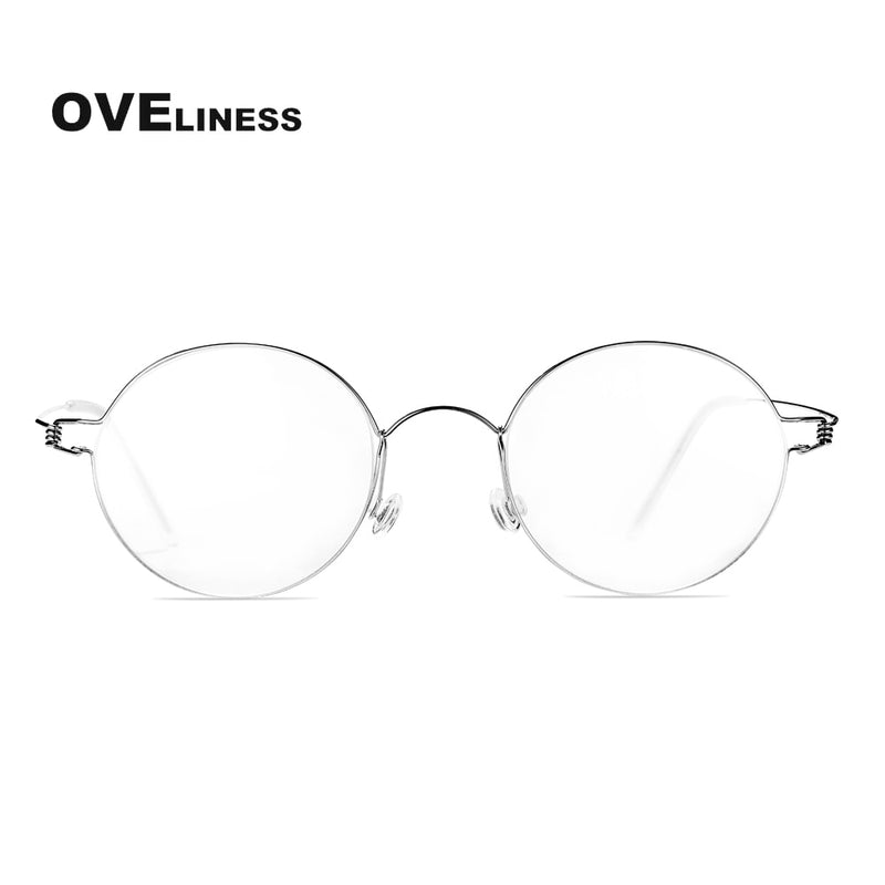 Titanium Screwless Eyewear Prescription Retro Eyeglasses Frame Women Round Myopia Optical Korean Spectacles Glasses Frame Men