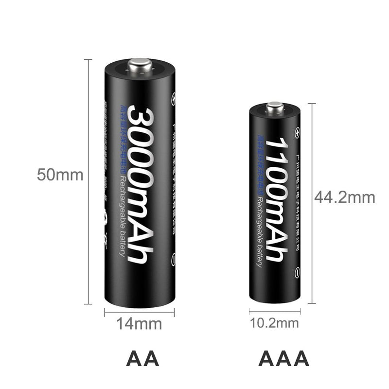 PALO 4 Uds 3000mAh 1,2 V pilas recargables AA + 4 Uds 1100mAh 1,2 V AAA batería NI-MH AA AAA batería recargable para cámara de juguete