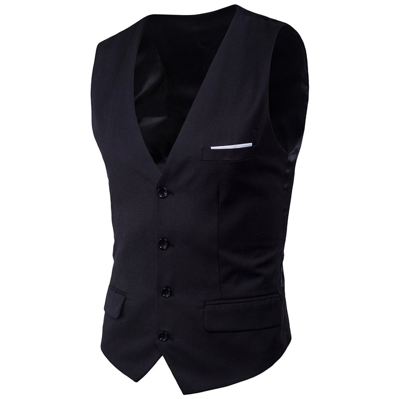 Chaleco de traje negro para Hombre, novedad de 2020, chaleco de vestir ajustado con cuello de pico, esmoquin Formal de negocios para boda, Chaleco para Hombre 6XL