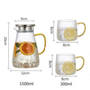 1.8L Colorful Glass kettle Heat-resistant Explosion-proof Large-capacity Teapot Fruit Juice Jug Drinkware Glass Pot Teacups set