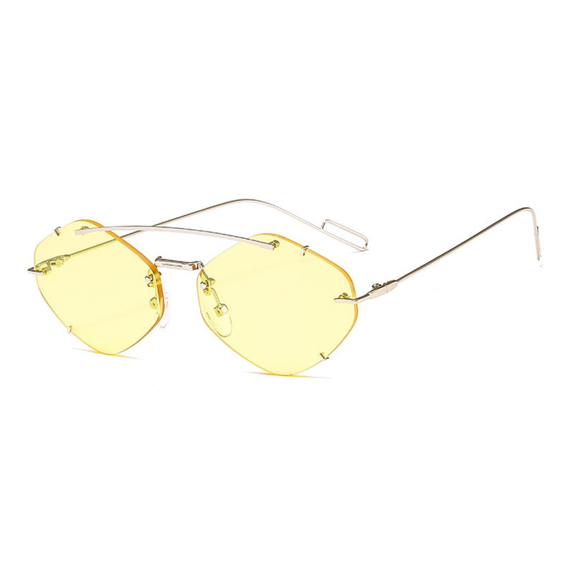 OEC CPO, gafas de sol poligonales sin montura para mujer, gafas de sol con degradado a la moda de diseñador de marca para mujer, gafas de caramelo para mujer UV400 O225