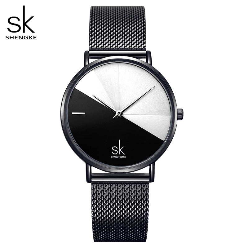 Relojes de cuero de lujo SK, relojes de cuarzo creativos a la moda para Mujer, Reloj de pulsera para Mujer 2019, Reloj de pulsera para Mujer SHENGKE, Reloj femenino