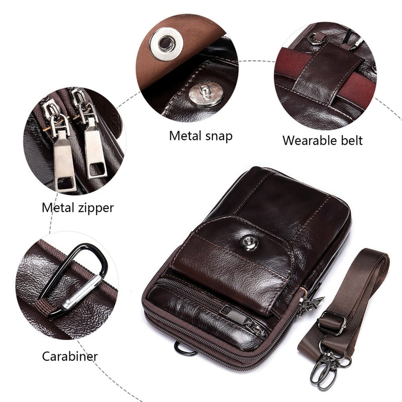 Bolso pequeño WESTAL para hombre, bolso con solapa de cuero genuino para teléfono, bolsos de hombro para hombre, bolsos cruzados de cuero para hombre sobre el hombro