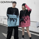 GONTHWID Hip Hop Sweaters Fire Flame Knitted Sweater Jumpers Streetwear Harajuku 2022 Mens Fashion Casual Pullover Tops Coats