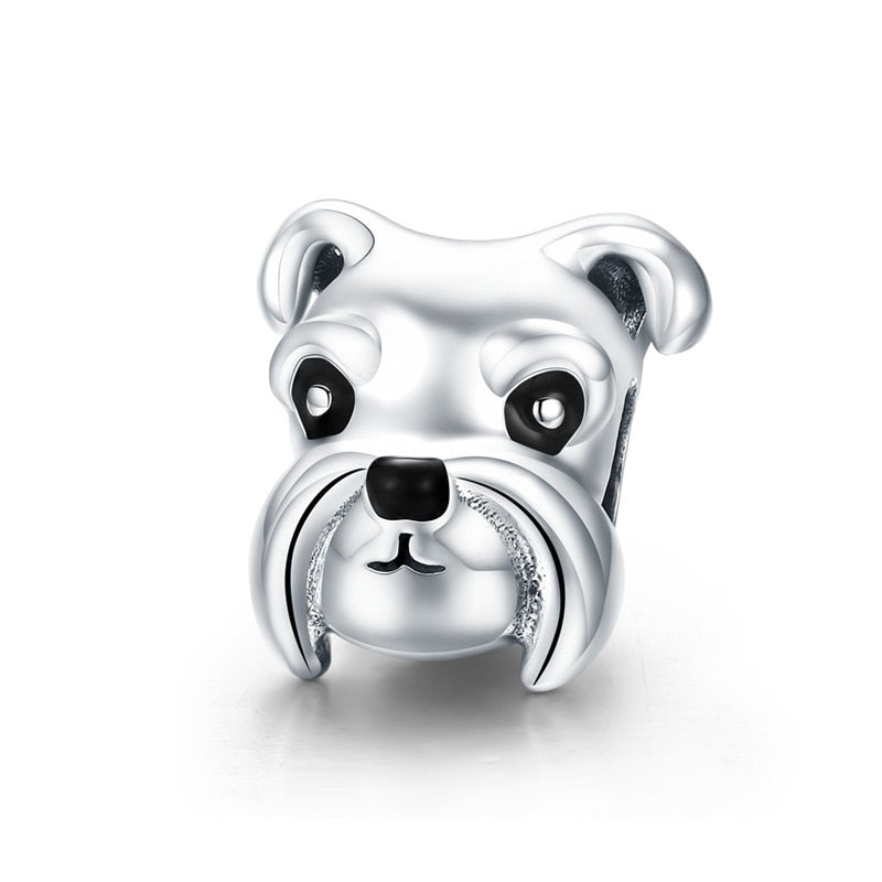 BAMOER 100% 925 Sterling Silver Lovely Animal Schnauzer Dog Charm Beads fit Women Charm Bracelets & Necklaces DIY Jewelry SCC835