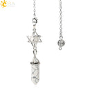 CSJA Natural Stone Quartz Pendulum for Dowsing Divination Hexagonal Crystal Merkaba Esotericism Shuttle Spiritual Pendulo G517