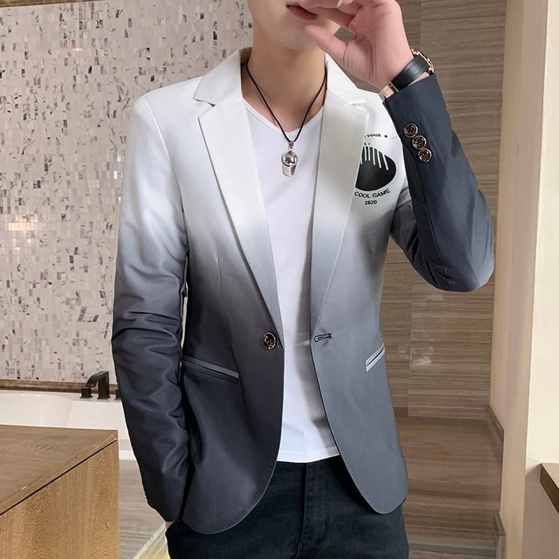 Blazer men New Male Gradient suit jacket Masculino Korean Style slim fit Casual Men fashion trend dress jacket