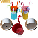 10 Uds. Macetas para colgar en la pared valla de Metal macetas para plantas colgantes maceta de jardín de hierro soporte de cubo de lata cesta hogar jardín