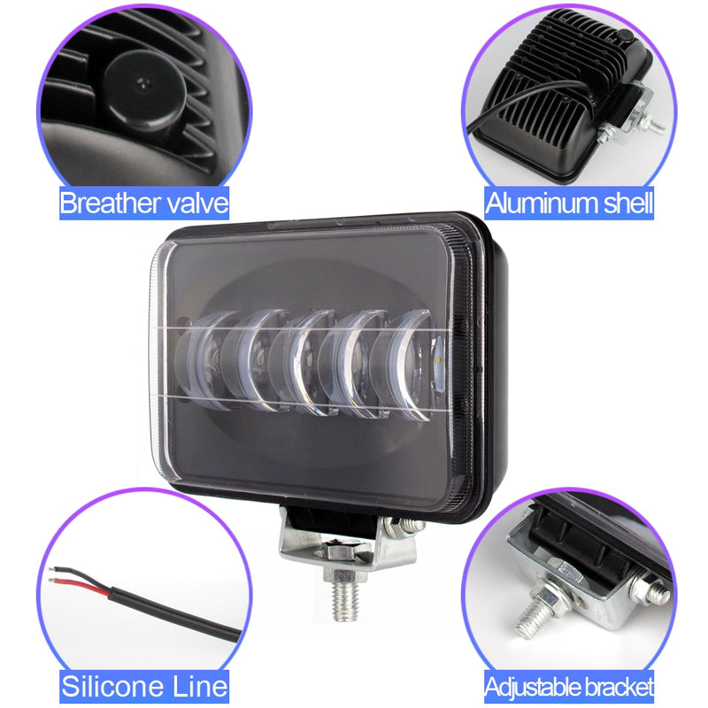 Lente 6D, luz de trabajo Led cuadrada de 6 pulgadas para remolque, 4WD, ATV, SUV, UTV, camiones, 4x4, Tractor todoterreno, luces de conducción de trabajo, faro