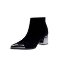 Moda 2021, botas de tacón alto para mujer, zapatos cálidos con punta estrecha, botas Chelsea de invierno para mujer, botines para mujer, tacón cuadrado de 6cm N046