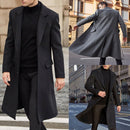 Abrigo de lana para hombre de otoño e invierno, chaquetas de lana de manga larga sólidas, abrigo de lana para hombre, ropa de calle, gabardina larga a la moda, prendas de vestir exteriores