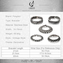 Fongten Vintage Punk Charms pulsera de cadena de eslabones de acero inoxidable calavera serpiente vikingo delicado brazalete hombres joyería