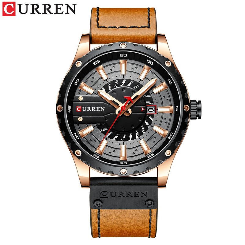 CURREN Watches Top Brand Fashion Leather Wristwatch Casual Quartz Men&