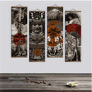 Japanische Samurai Ukiyoe Tiger Leinwand Poster Bilder für Wohnzimmer Wohnkultur Malerei Wandkunst mit Massivholzrolle zum Aufhängen