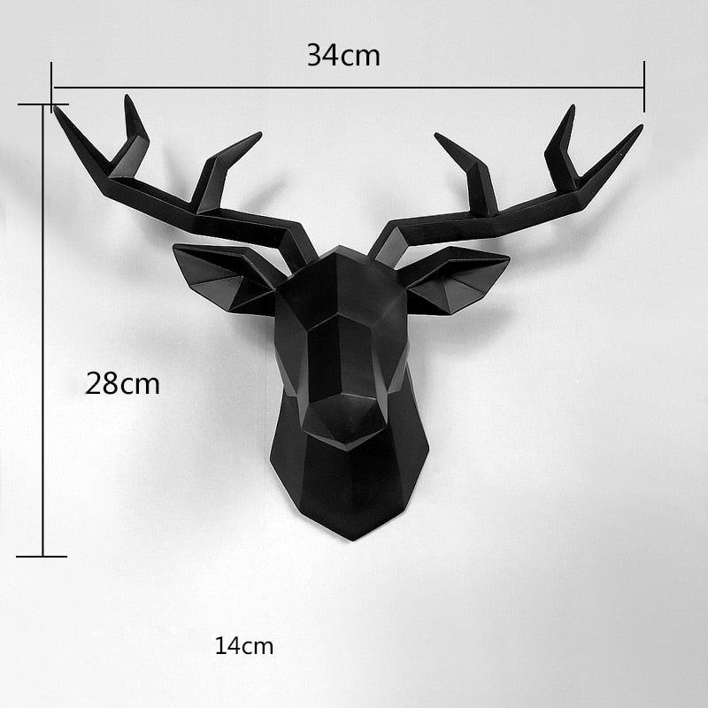 17*14 Inch,Deer Head Resin Statue Wall Decoration,Deer Model Figurine Christmas Room Decor,Sculpture Home Decoration Accessories