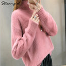 Thick Winter Sweater Women Warm White Turtleneck Fluffy Women&